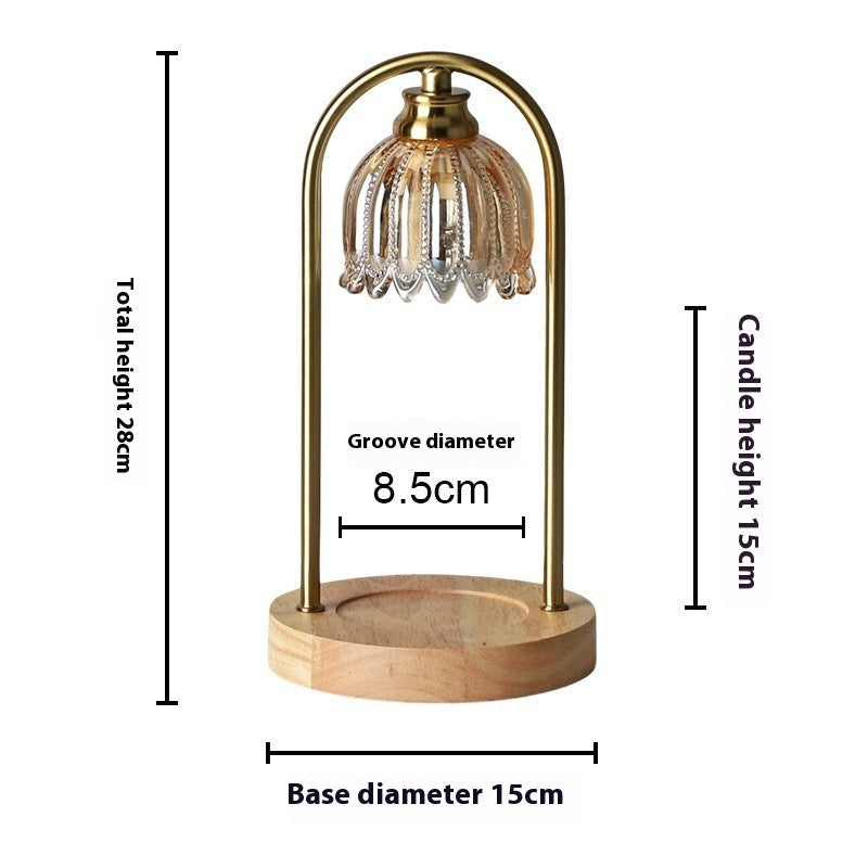 Vintage Adjustable Table Light with Wax Warmer and Glass Shade